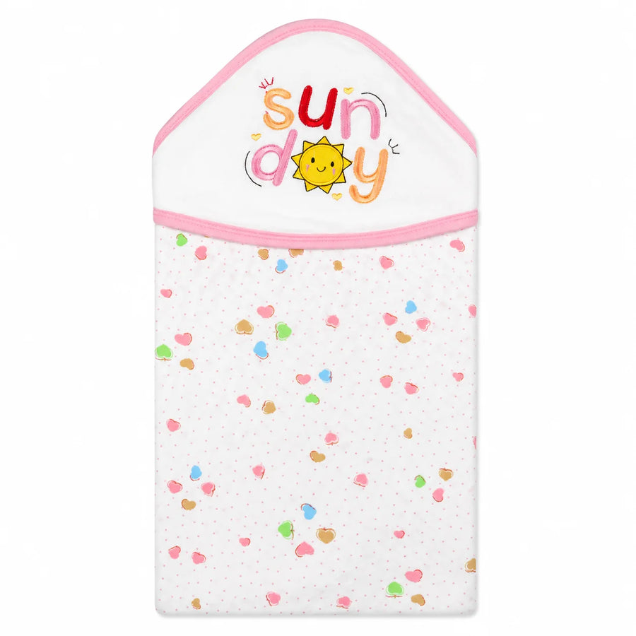 BABY HOODED BATH TOWEL SUNDAY PINK MUMS WORLD