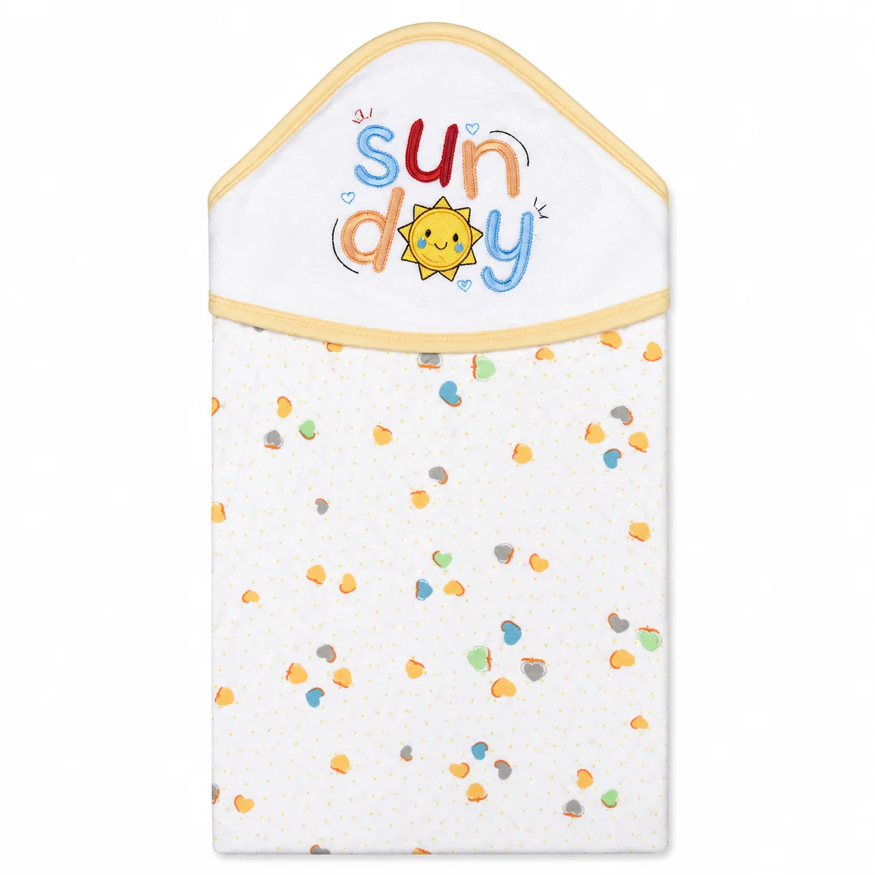 BABY HOODED BATH TOWEL SUNDAY YELLOW MUMS WORLD