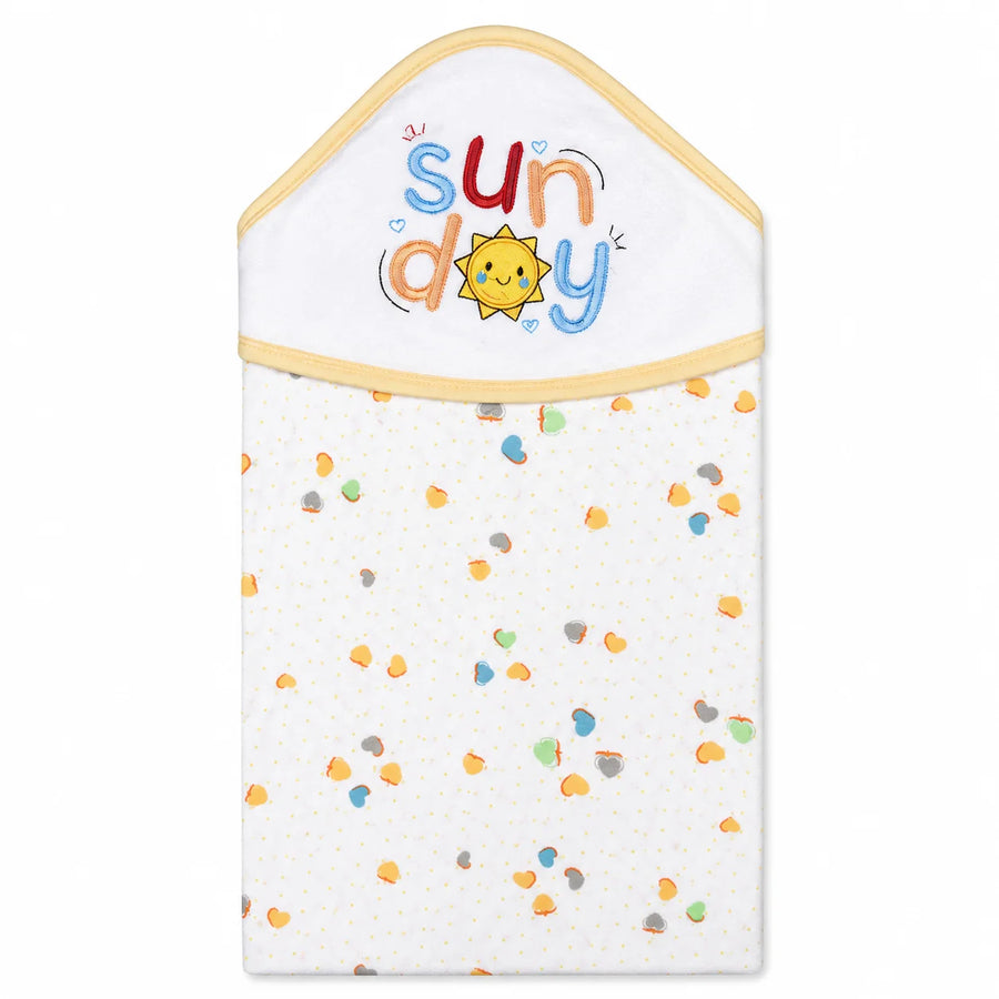 BABY HOODED BATH TOWEL SUNDAY YELLOW MUMS WORLD