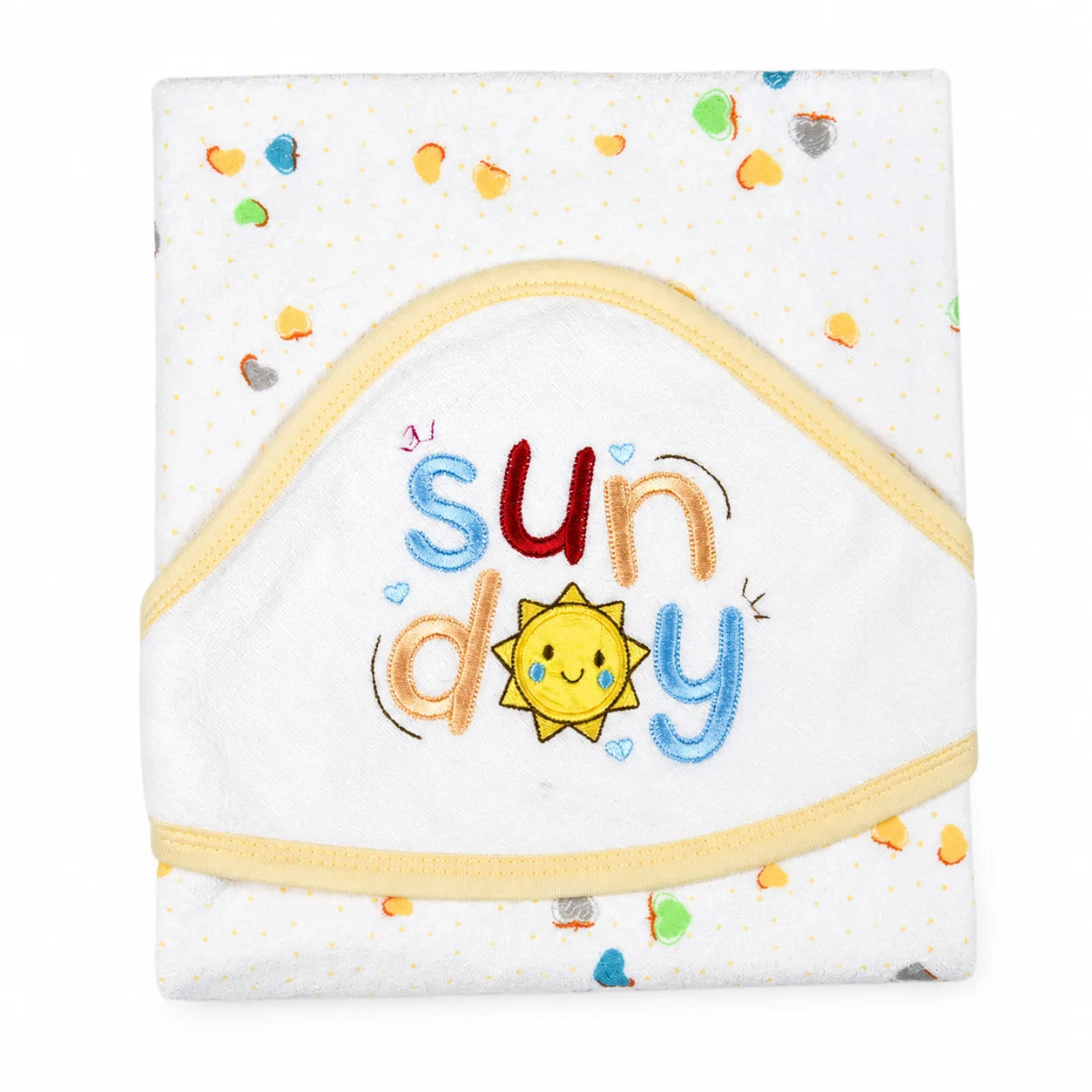 BABY HOODED BATH TOWEL SUNDAY YELLOW MUMS WORLD - image 2