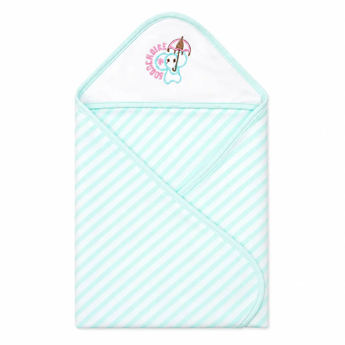 BABY HOODED BATHTOWEL ELEPHANT CYAN
