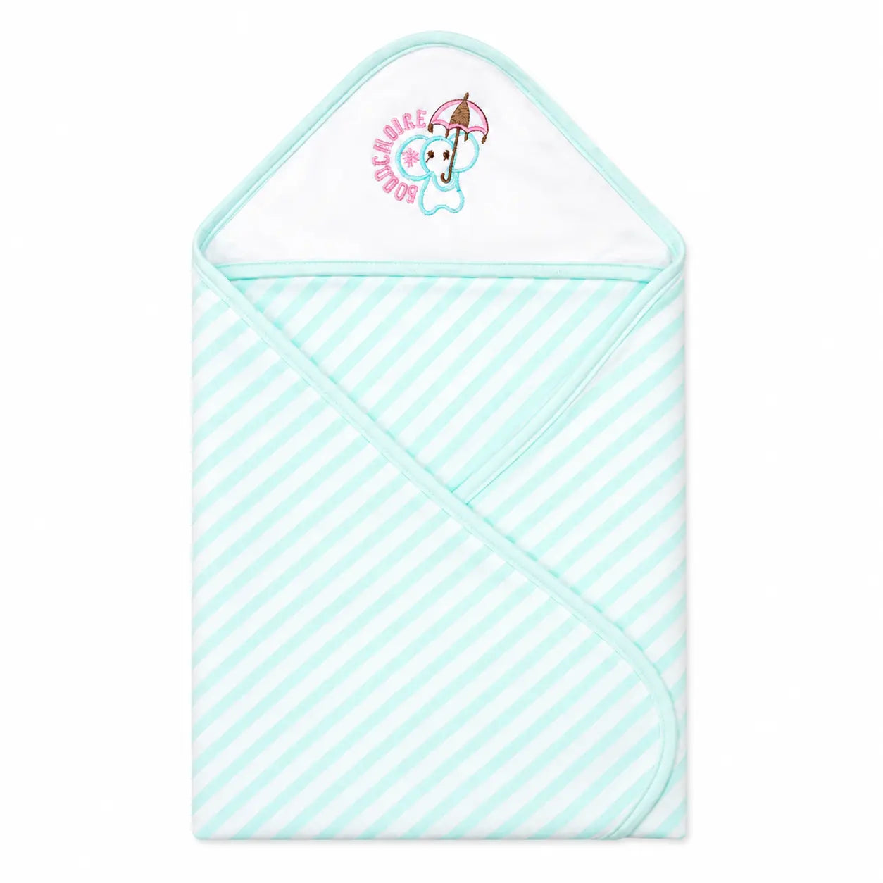 BABY HOODED BATHTOWEL ELEPHANT CYAN