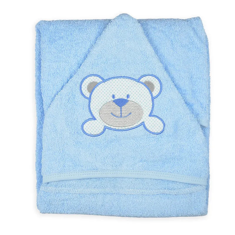 BABY HOODED BATHTOWEL TERRY BEAR BLUE - image 2