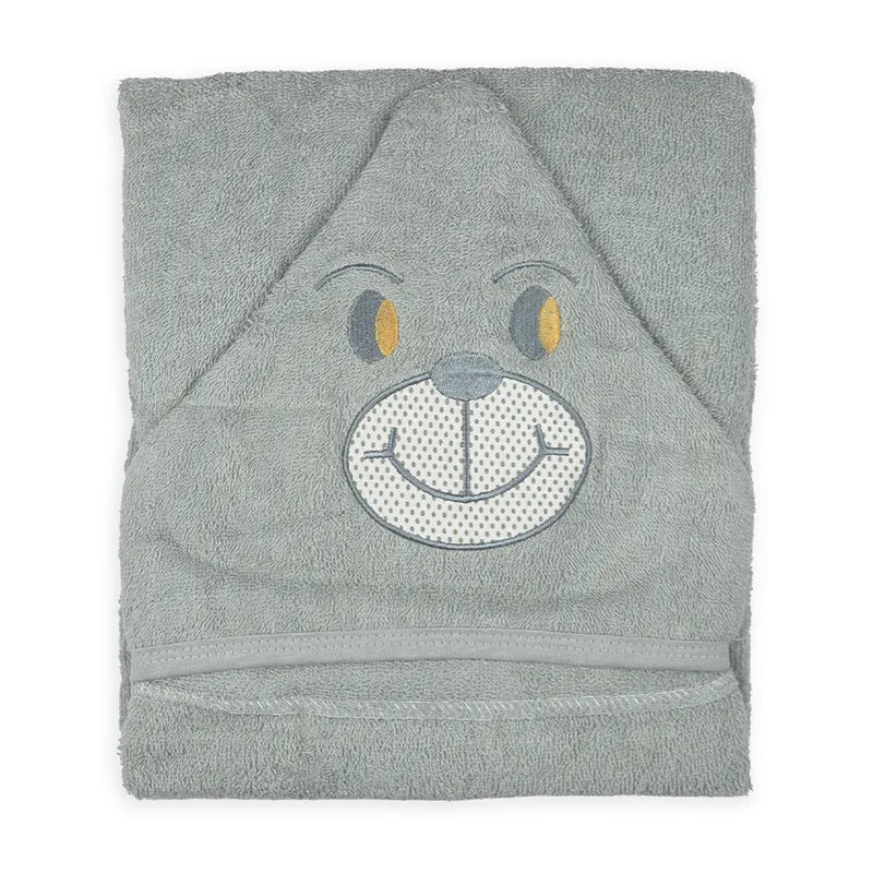 BABY HOODED BATHTOWEL TERRY BEAR GREY - image 2