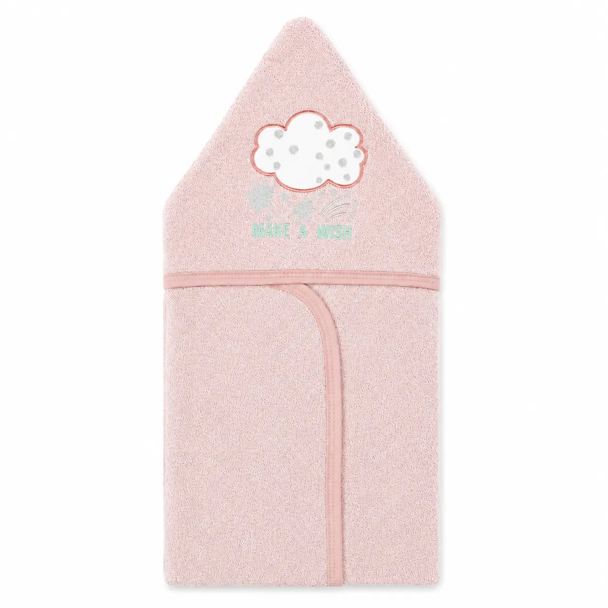 BABY HOODED BATHTOWEL TERRY CLOUD PINK