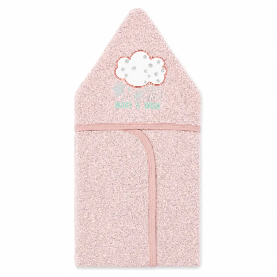 BABY HOODED BATHTOWEL TERRY CLOUD PINK