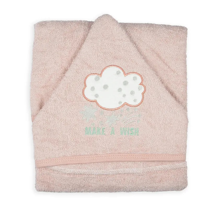 BABY HOODED BATHTOWEL TERRY CLOUD PINK - image 2