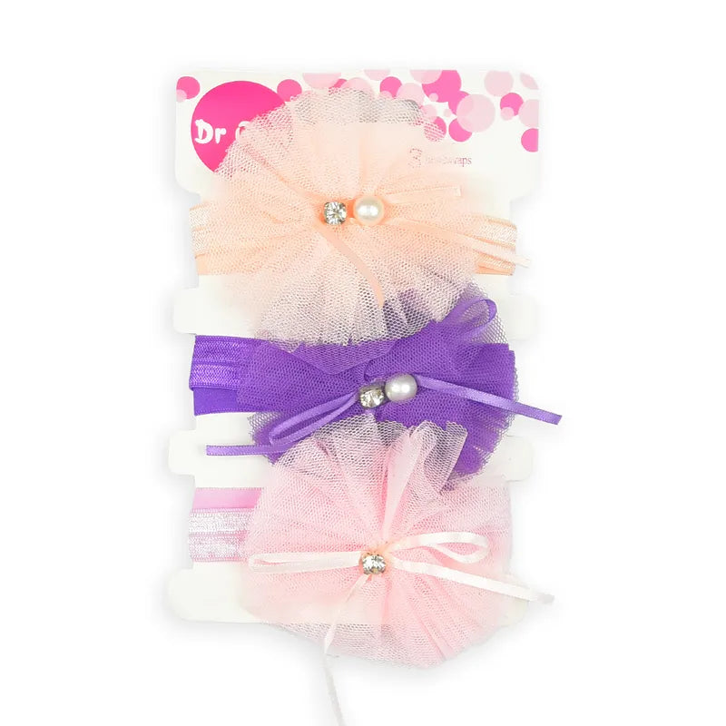 BABY NET FLOWER HEADBAND SET 3PCS