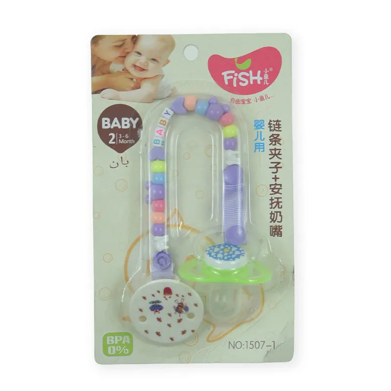 BABY PACIFER WITH CHAIN PURPLE
