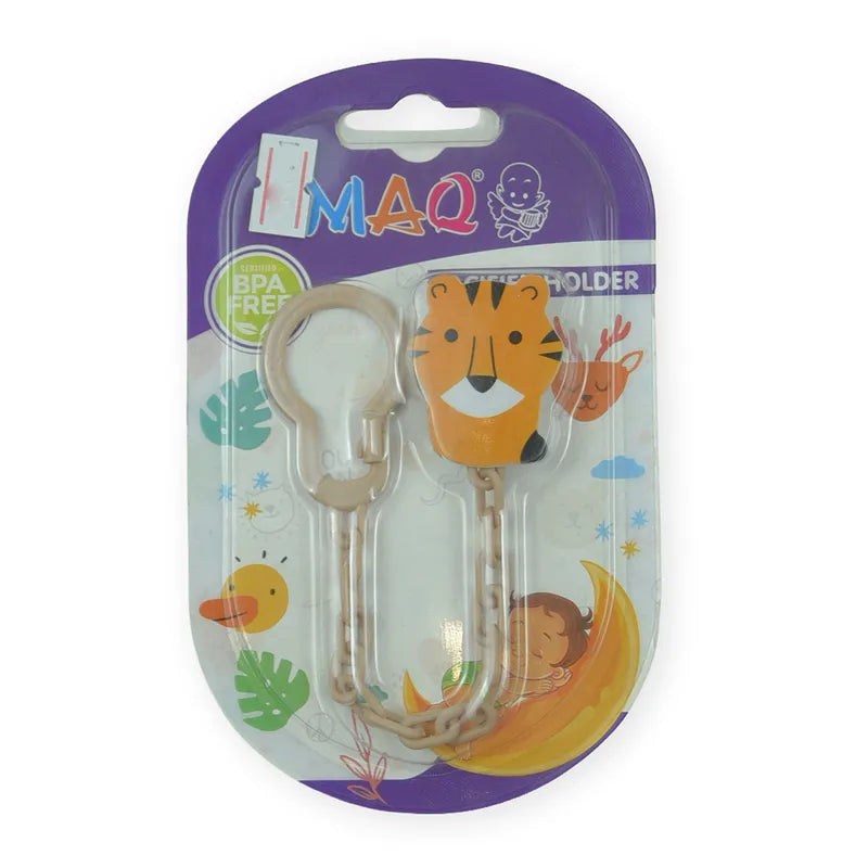 BABY PACIFIER HOLDER TIGER BROWN