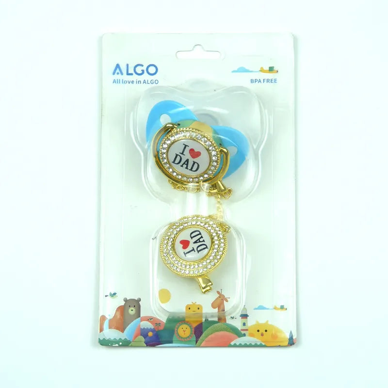 BABY PACIFIER SILICON I LOVE DAD CYAN