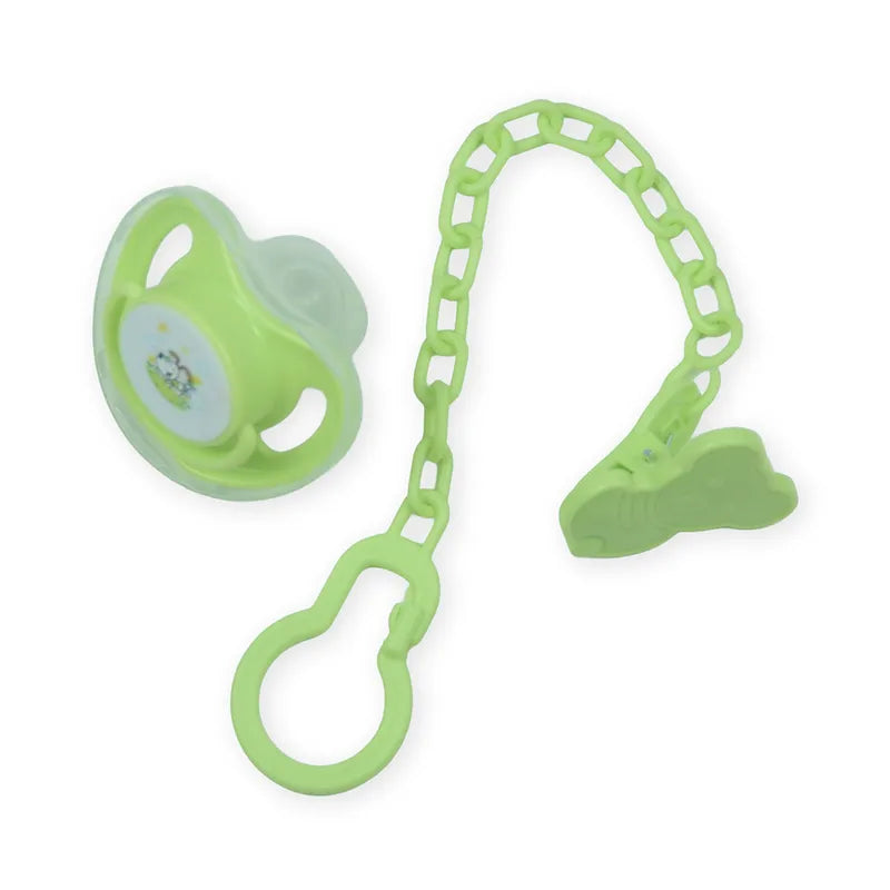 BABY PACIFIER SILICONE WITH CHAIN LIGHT GREEN