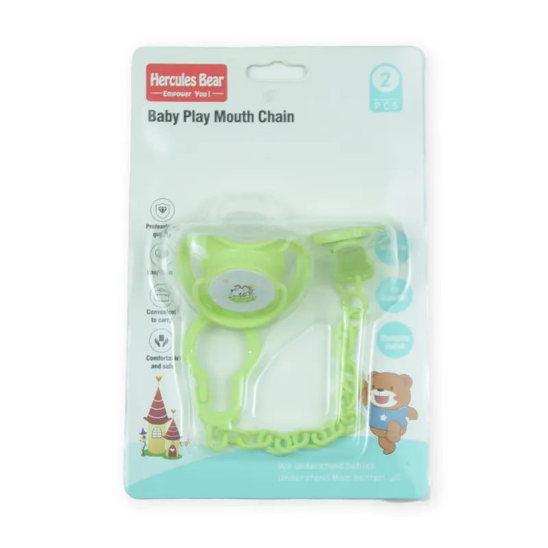 BABY PACIFIER SILICONE WITH CHAIN LIGHT GREEN - image 2