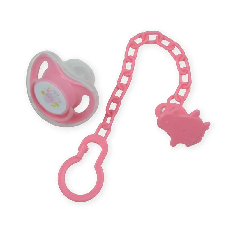 BABY PACIFIER SILICONE WITH CHAIN PINK