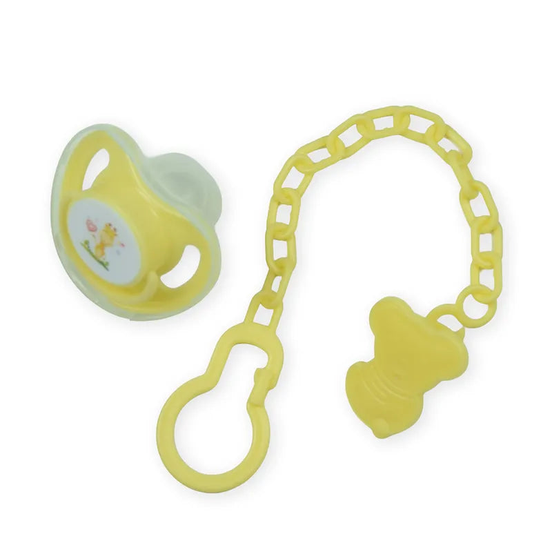 BABY PACIFIER SILICONE WITH CHAIN YELLOW