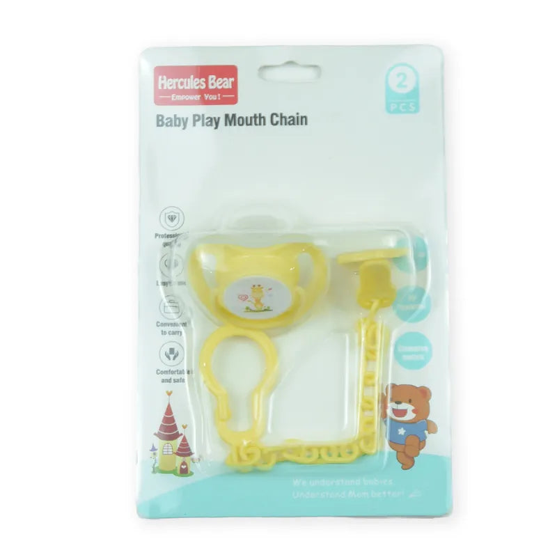 BABY PACIFIER SILICONE WITH CHAIN YELLOW - image 2