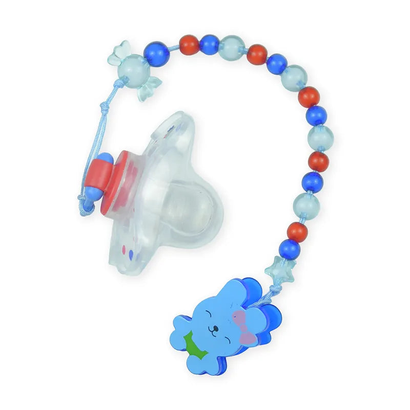BABY PACIFIER WITH CHAIN BEAR BLUE