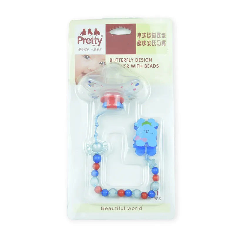 BABY PACIFIER WITH CHAIN BEAR BLUE - image 2