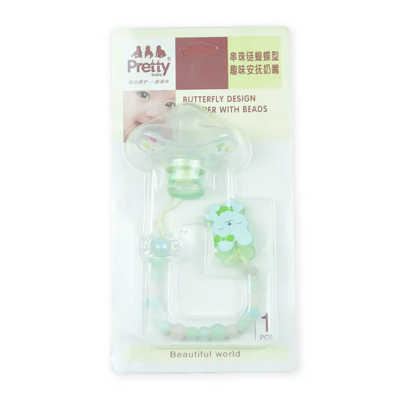 BABY PACIFIER WITH CHAIN BEAR GREEN - image 2