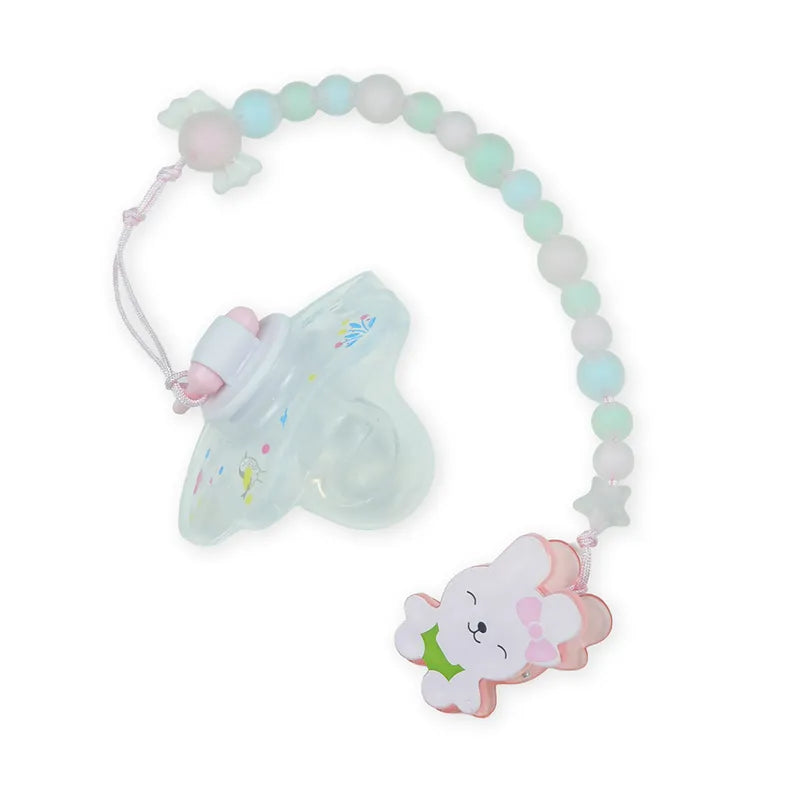 BABY PACIFIER WITH CHAIN BEAR PINK
