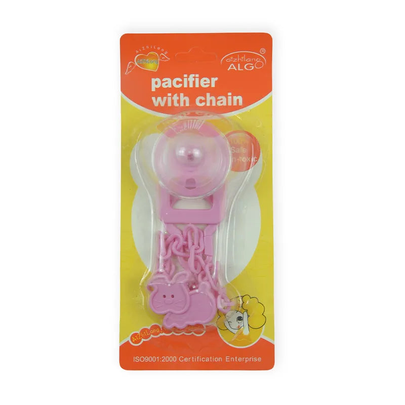 BABY PACIFIER WITH CHAIN PINK ALGO