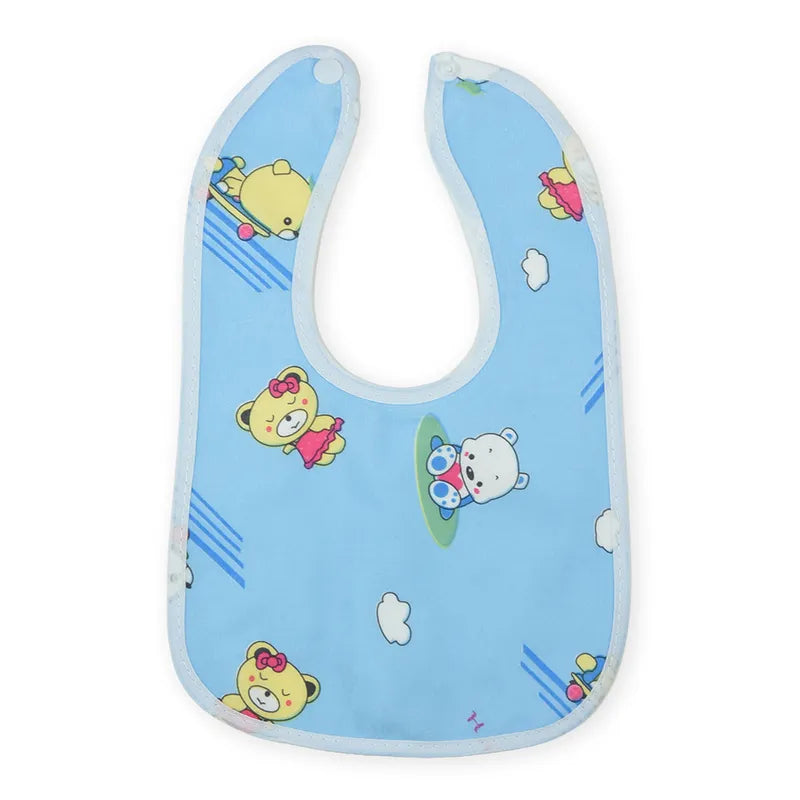 BABY PLASTIC BIB BUTTON CUTE BLUE