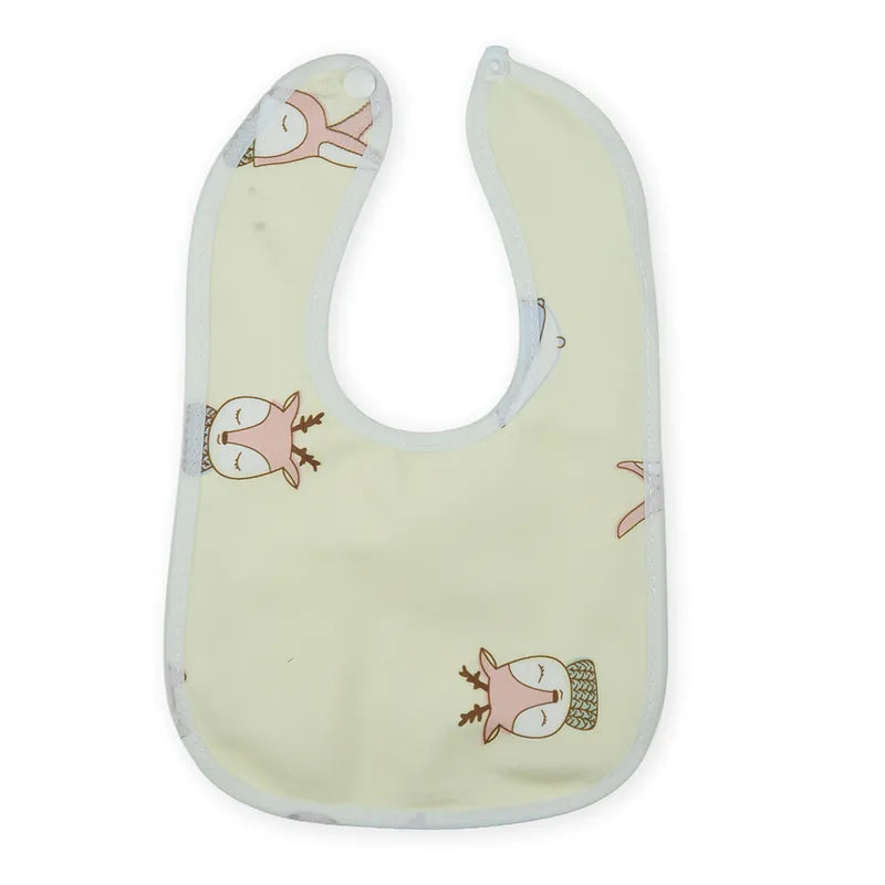 BABY PLASTIC BIB BUTTON DEER YELLOW