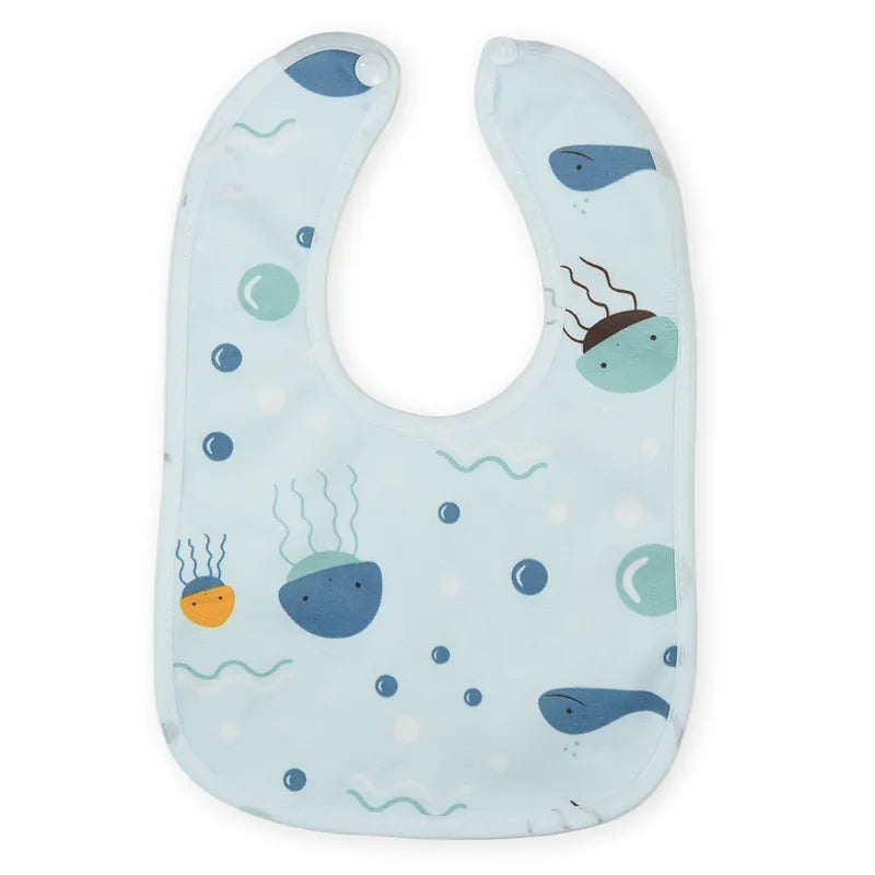 BABY PLASTIC BIB BUTTON JELLY FISH SKY BLUE