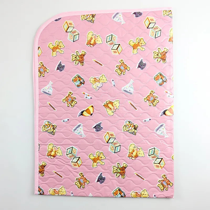 BABY CHANGING PLASTIC SHEET BEAR PRINT PINK