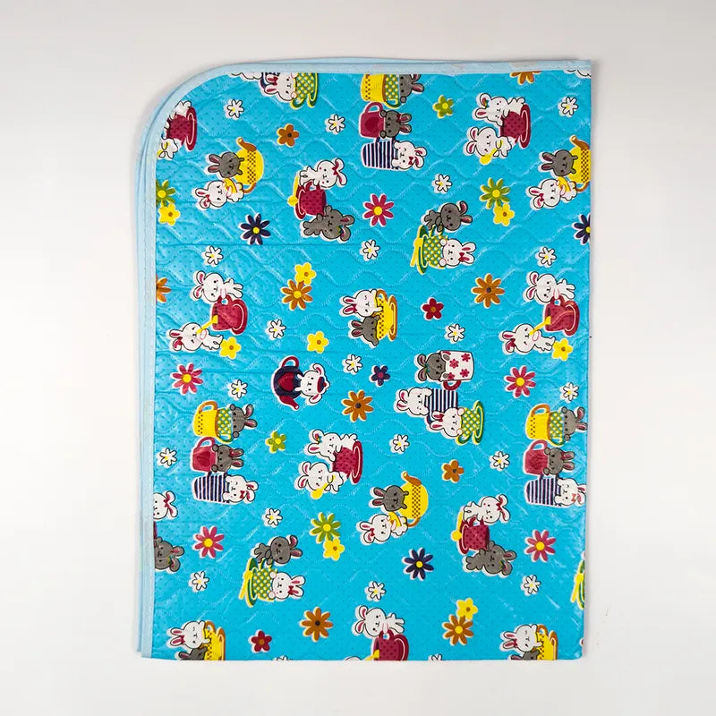 BABY CHANGING PLASTIC SHEET BUNNY PRINT BLUE