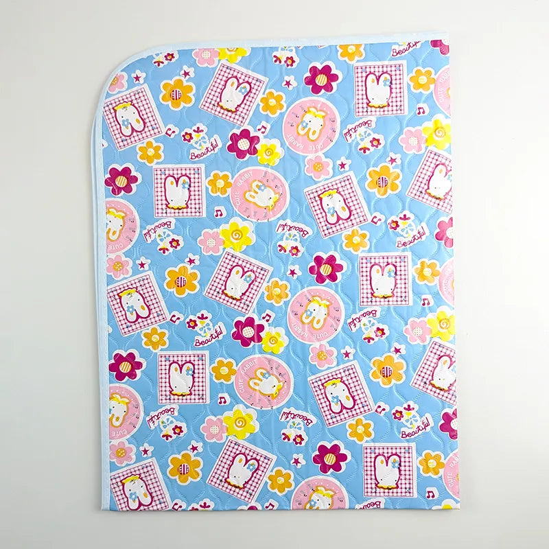 BABY CHANGING PLASTIC SHEET KITTY FLOWER BLUE XL