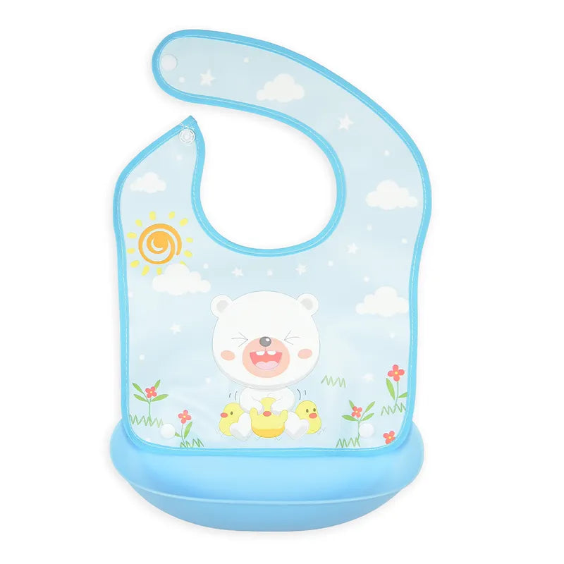 BABY POCKET BIB BEAR BLUE