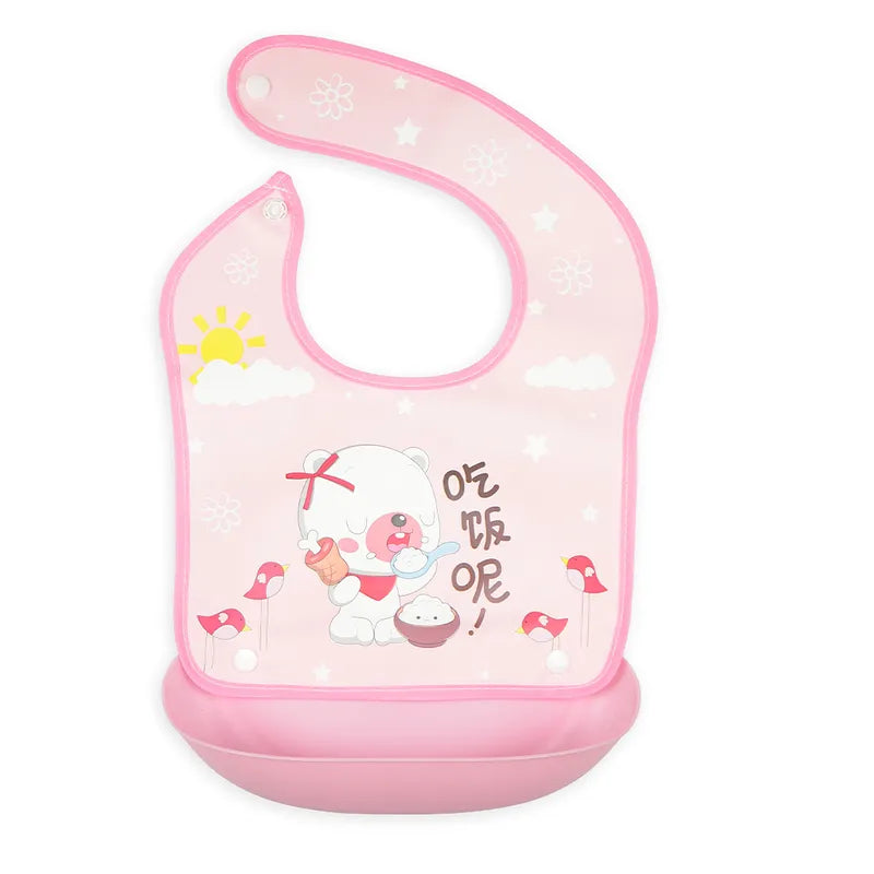BABY POCKET BIB BEAR PINK