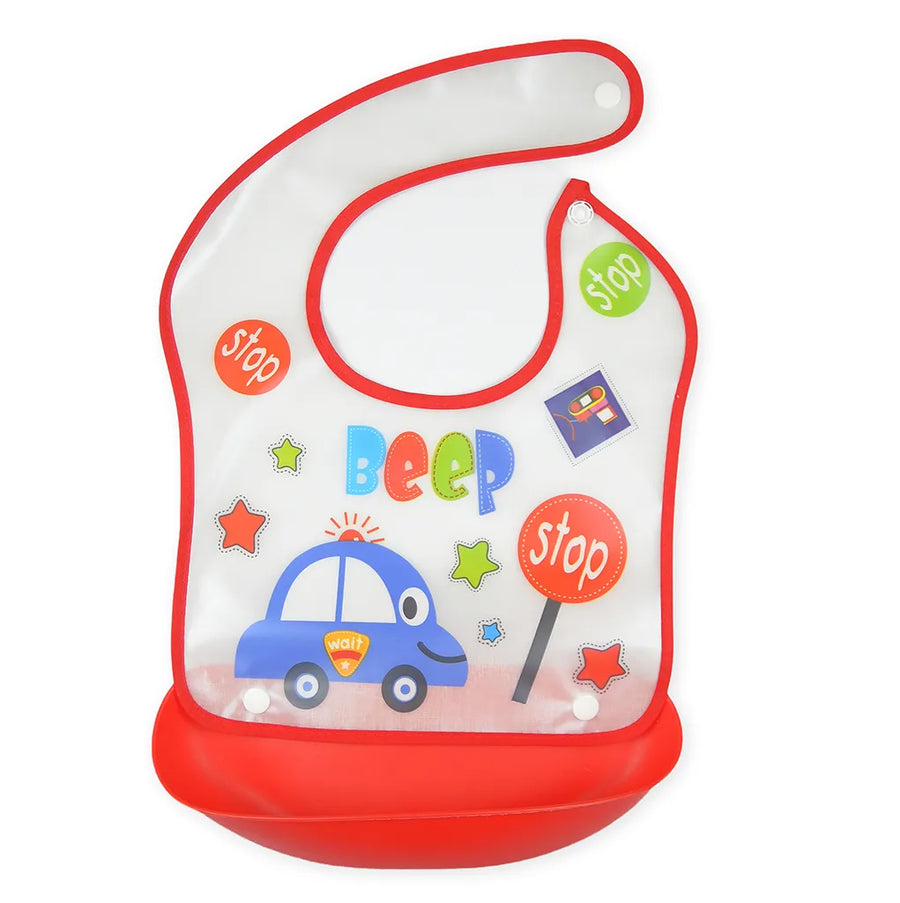 BABY POCKET BIB CAR RED