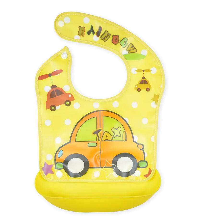 BABY POCKET BIB CAR YELLOW
