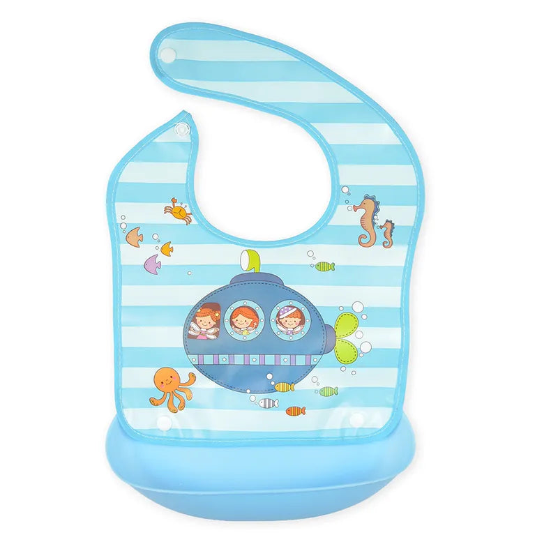 BABY POCKET BIB FISH BLUE - image 2