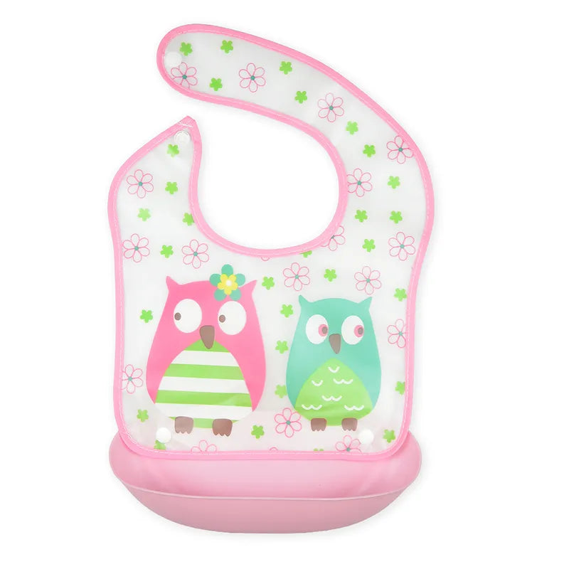 BABY POCKET BIB OWL PINK