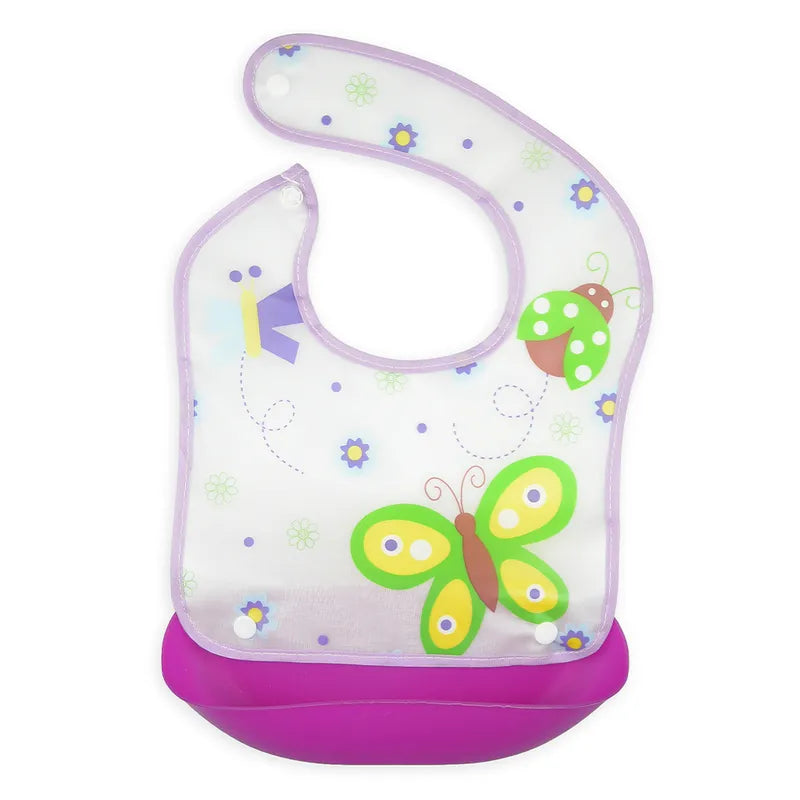 BABY POCKET BIB PURPLE BUTTERFLY
