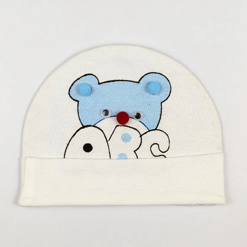BABY ROUND CAP BEAR PRINTED BLUE