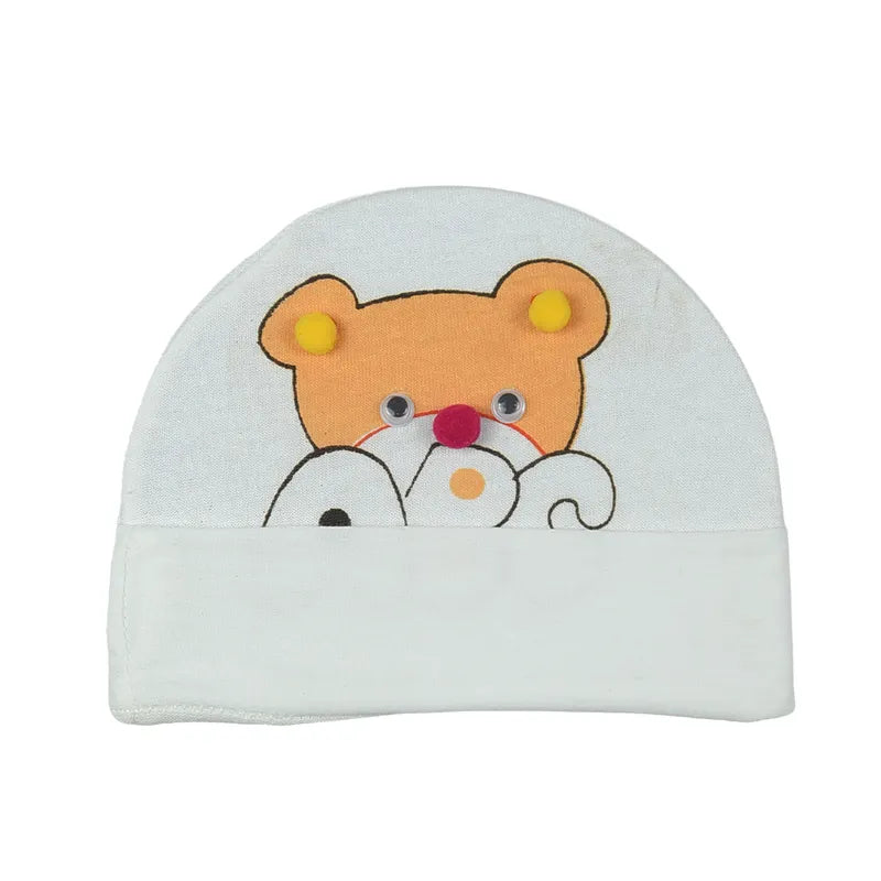 BABY ROUND CAP BEAR PRINTED PEACH