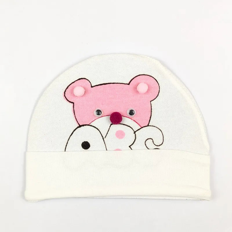 BABY ROUND CAP BEAR PRINTED PINK