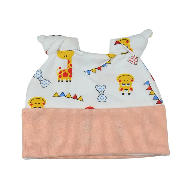 BABY ROUND CAP DOUBLE TAIL PRINTED PEACH