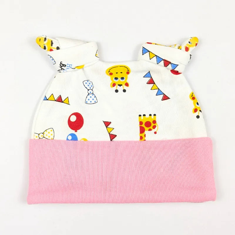 BABY ROUND CAP DOUBLE TAIL PRINTED PINK