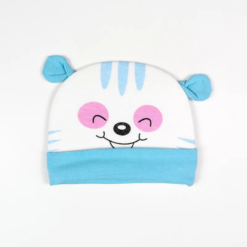 BABY ROUND CAP PRINTED EAR BEAR BLUE