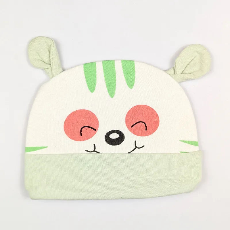 BABY ROUND CAP PRINTED EAR BEAR GREEN