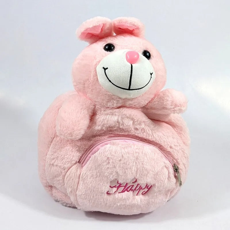 Baby School Bag Velvet Bear Pink