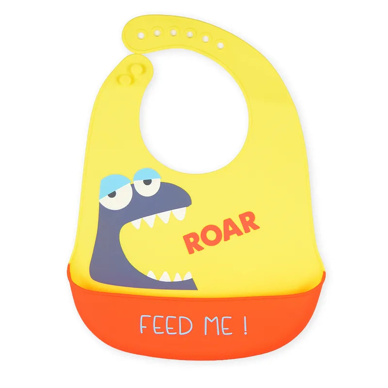 BABY SILICONE BIB FEED ME YELLOW