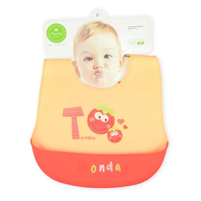 BABY SILICONE BIB MONDAY PEACH - image 2