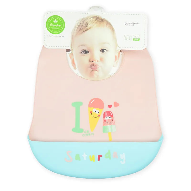 BABY SILICONE BIB SATURDAY PINK - image 2
