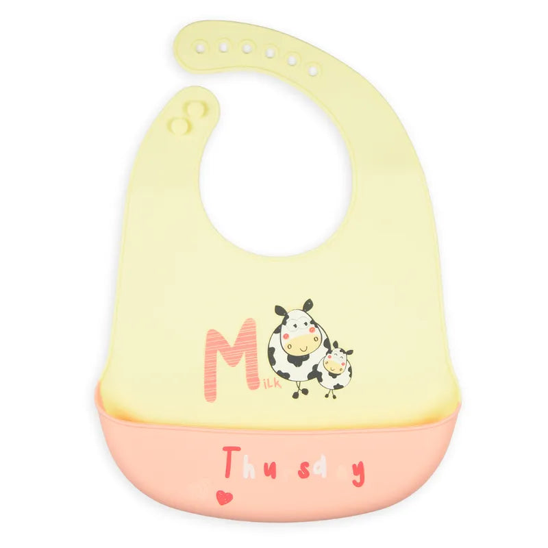 BABY SILICONE BIB TUESDAY YELLOW